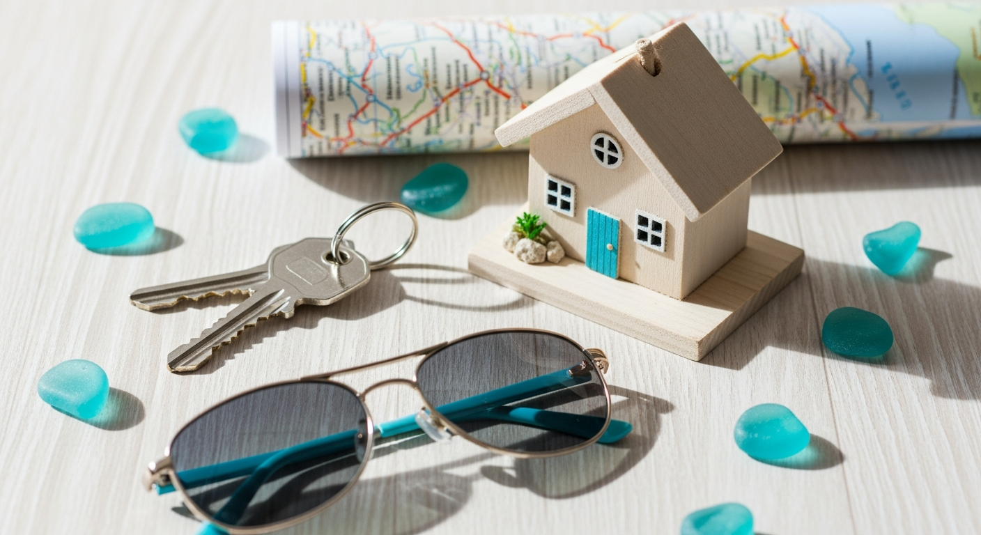 Remote professional balancing work and family leisure time at a beachfront vacation rental