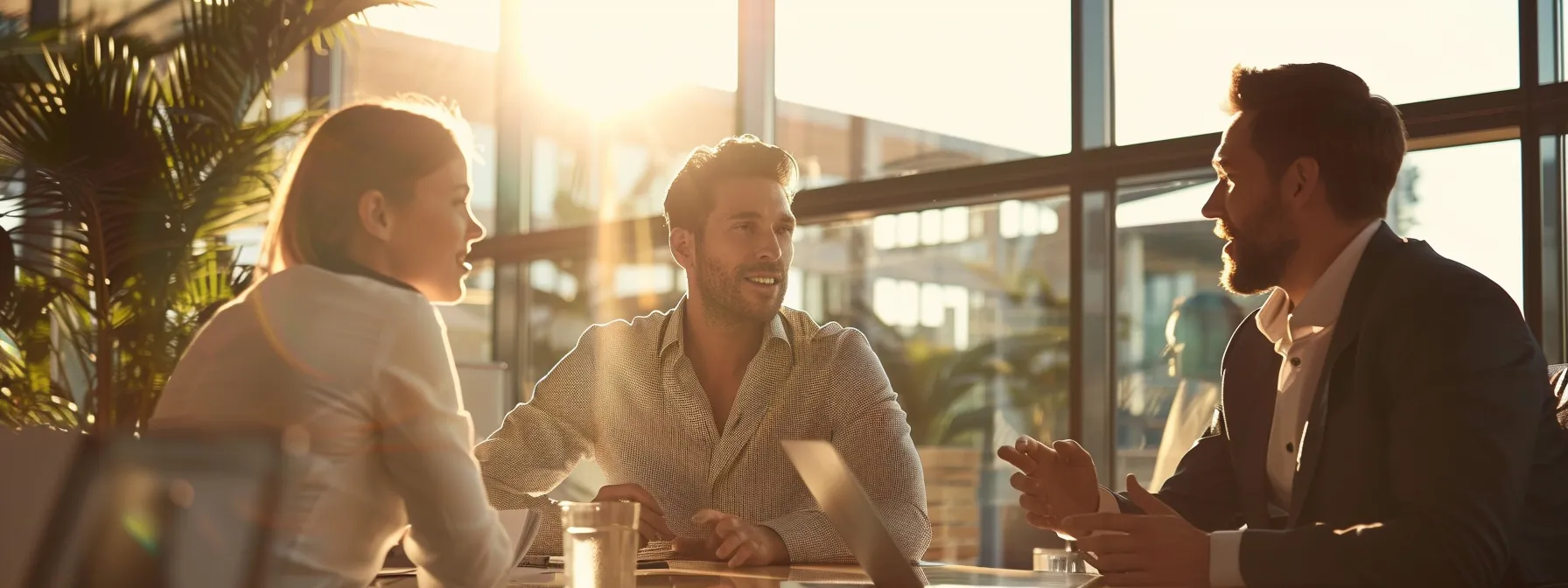 business professionals engage in a focused discussion around seo strategies.