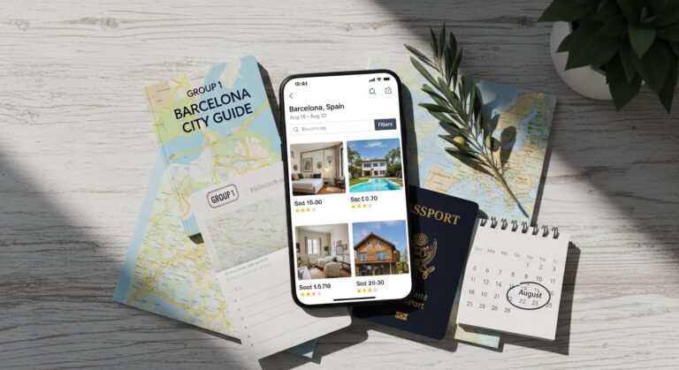 Featured illustration of vacation rental search filters on a travel booking site for trip planning