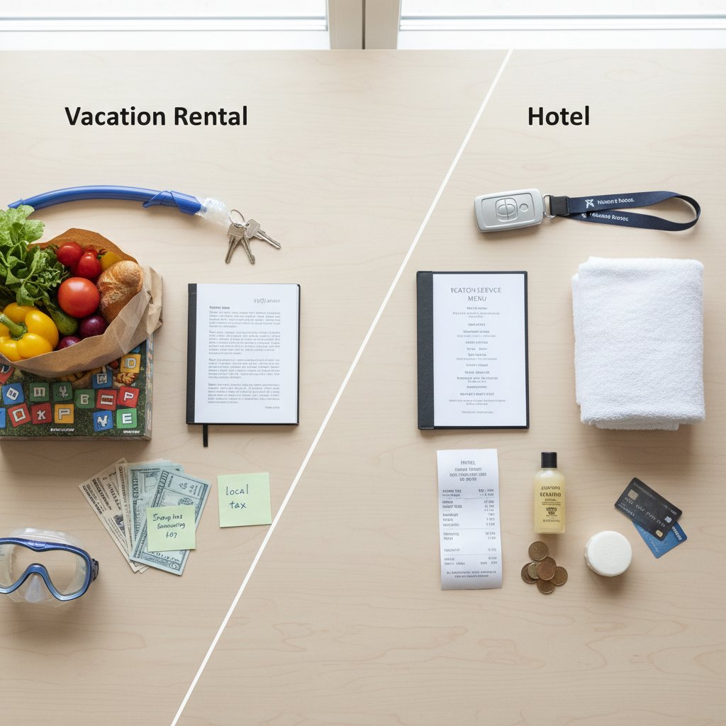 vacation rental vs hotel: full cost comparison - featured illustration